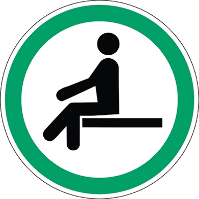 gws307525 - Знак "СИДИТЕ ЗДЕСЬ", PIC925, материал В-7539, белый глянцевый полиэстер, зелено-белый, круглый, диаметр 200 мм, 1 шт. в упак.