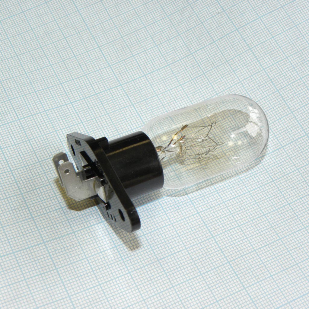 Лампа для СВЧ печи 220-250V 20W угл конт - лампа для СВЧ печи с фланцем, с изогнутыми контактами