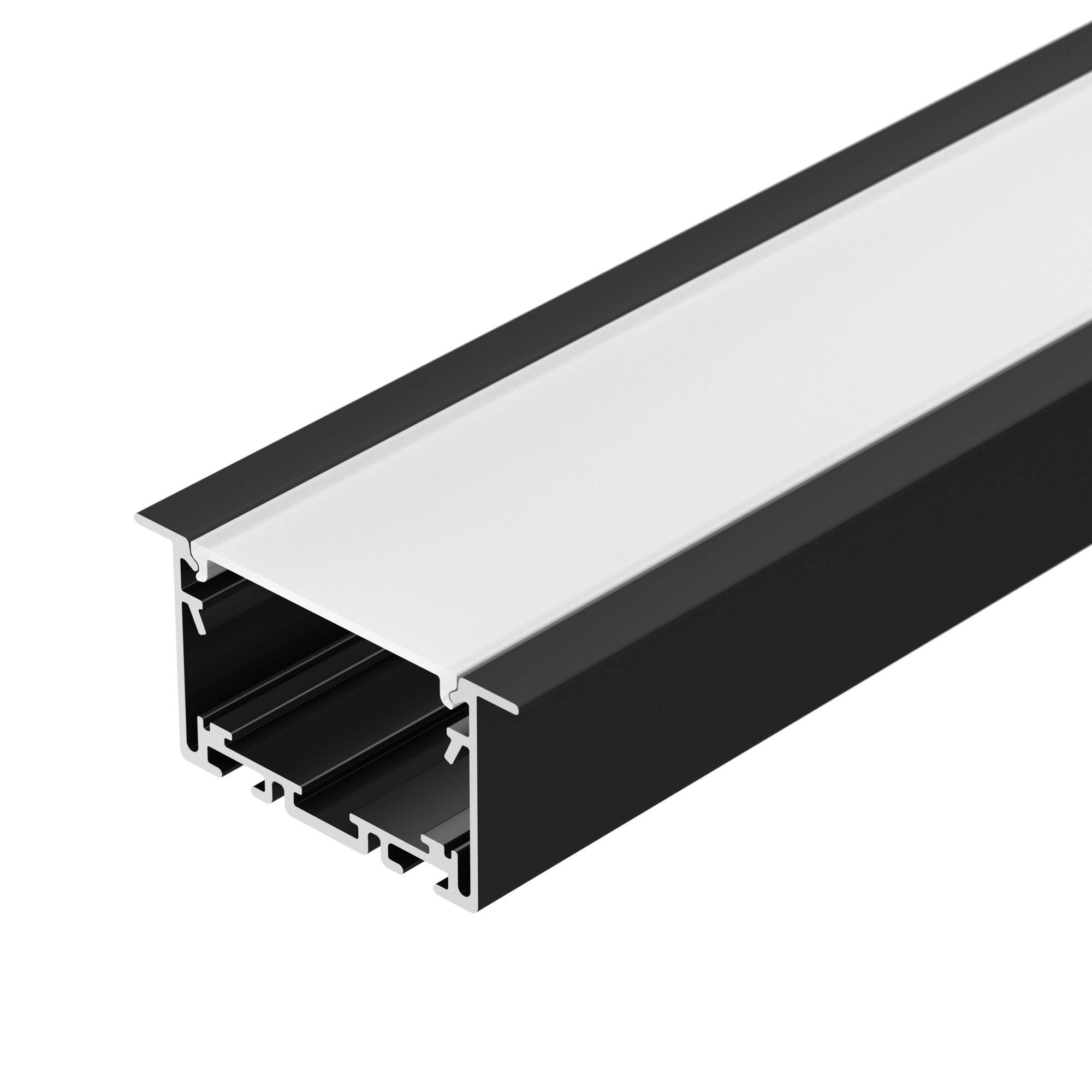 Профиль S2-LINIA69-F-2500 SEAMLESS BLACK 033534 - Алюминиевый профиль для светодиодных лент и линеек. Цвет - чёрный RAL9005 (порошковая окраска). Габаритные размеры (LхWхH): 2500x69x35 мм. Для использования с гибким экраном SL-Seamless (поставляется в рул