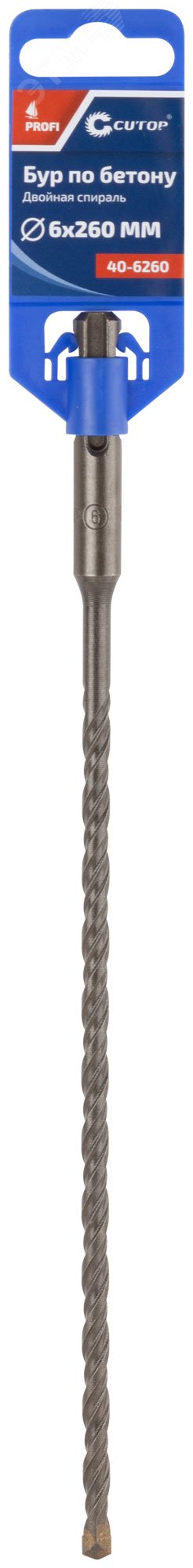 Бур по бетону , Profi, двойная резьба, SDS-Plus, 6 х 260 мм 40-6260
