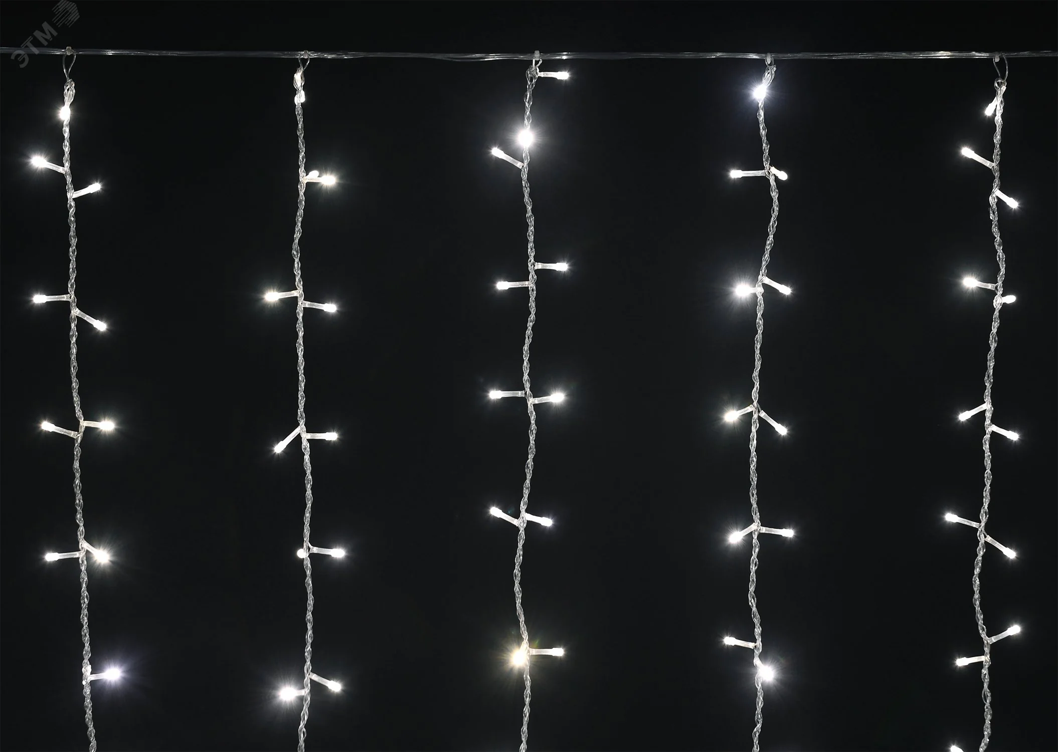 Гирлянда "Занавес" 1.5х1.5м 160LED тепл. бел. IP20 провод прозр. 230В транзит LGDB201-1-160-L1-T-S-20
