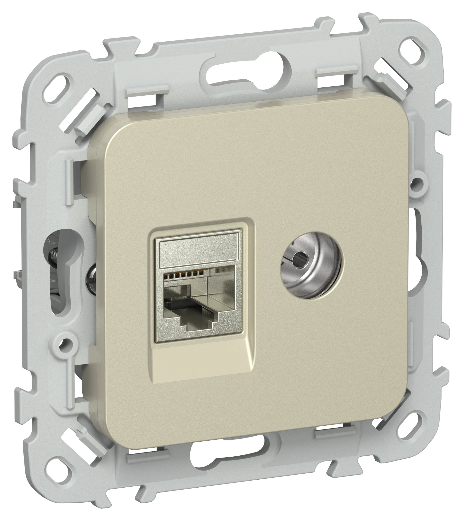 FLITE Розетка 2-местная RJ45/TV категория 6 STP РКТВ6-2-1-ФлШ шампань IEK