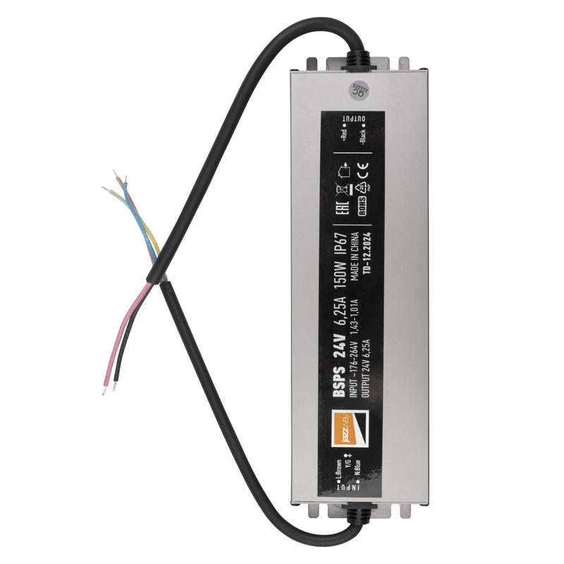 Блок питания для светодиодной ленты 150Вт 6.25А 24В IP67 BSPS влагозащ. метал. Pro JazzWay 5024212