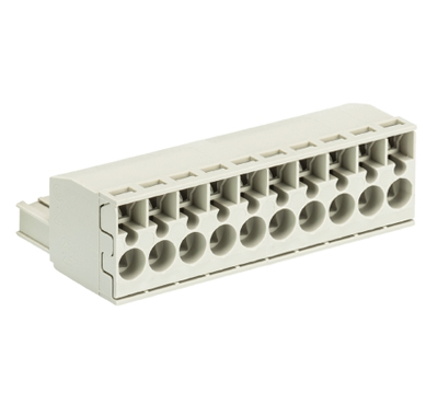 Розетка Wiecon 8213 BFK / 10 TOP K OB - Розеточный разъем, угловой, на кабель, шаг 5,08 мм, 10 полюсов, номинальное сечение: 2,5 мм кв., пружинная фиксация провода, 400V, 12А, без маркировки, цвет: серый, серия 8213 BFK