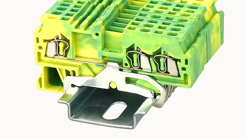 Заземляющая клемма WS1.5-TW-PE-01P-1C - Заземляющая клемма, 3 точки подключения, тип фиксации провода: пружинный, номинальное сечение: 1,5 мм кв., ширина: 4 мм, цвет: желто-зеленый, тип монтажа: DIN35