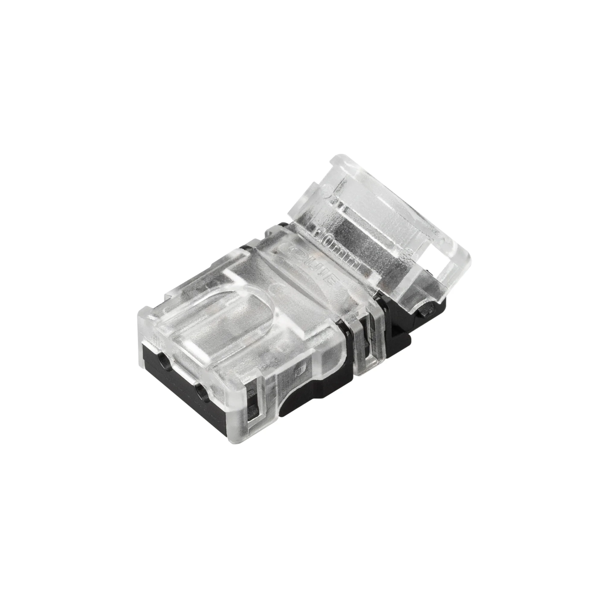 Коннектор HIP-GERM-MONO-10-2pin-STW 031999 - Одиночный коннектор (без провода) для подключения питания к герметичным (IP54/IP65) одноцветным лентам SE (заливка силиконом сверху) шириной 10 мм. Очистка провода питания (0,34-0,75 мм2) от изоляции не требует