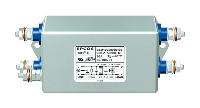 B84112G0000G125 - Фильтр линии питания ЭМС 50Гц/60Гц 25A 250В резьбовая шпилька фланцевое крепление
