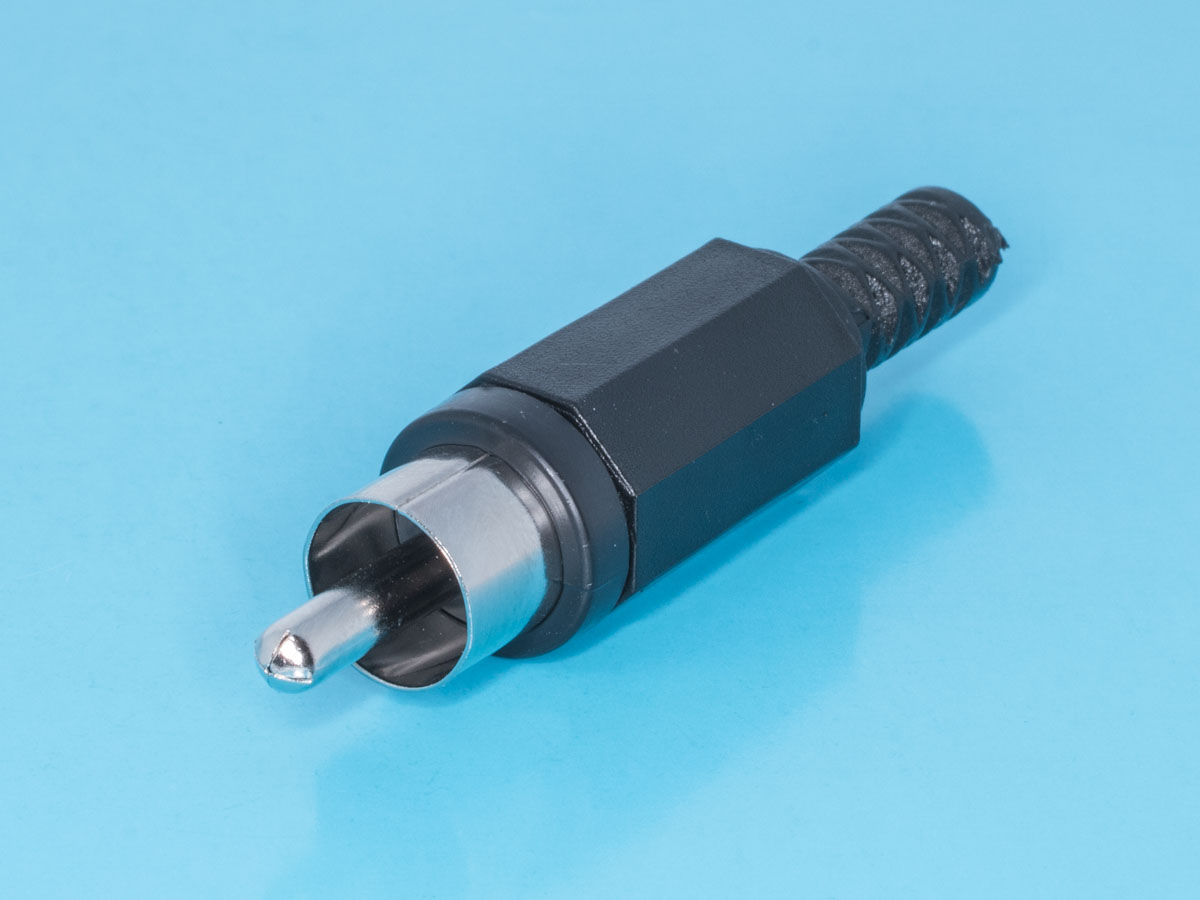 RPC-1-B - Разъем RCA-тюльпан, вилка на кабель, черный