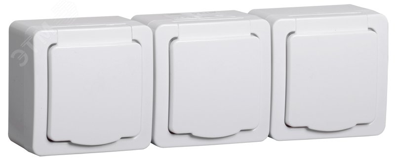 Розетка 3-м ОП Гермес Plus РСб23-3-ГПБб 16А IP54 с заземл. с крышкой бел. ERMP32-K01-16-54-EC