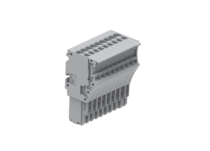 Вилка штекерная 2150-109 - Вилка штекерная для клемм с разъемом, тип фиксации провода: пружинный, 9 полюсов, мм кв., 13,5A, 500V, цвет: серый