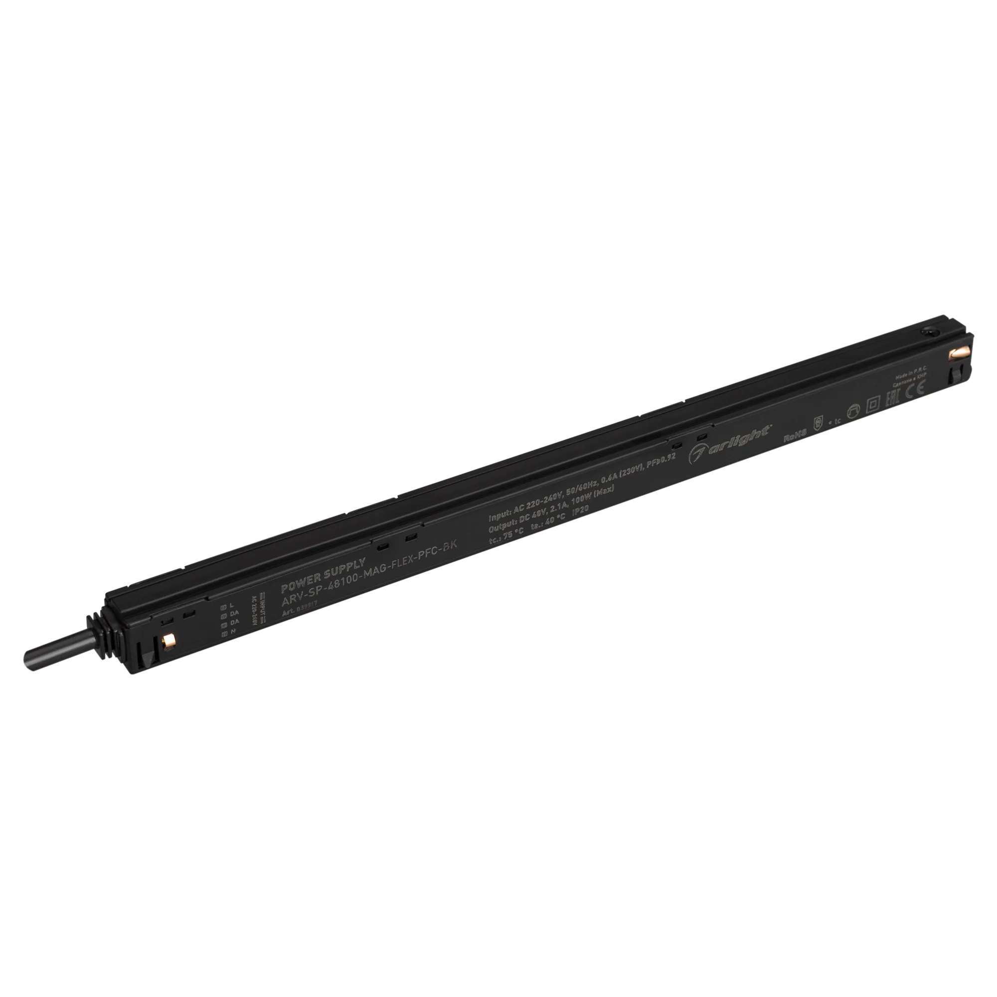 Блок питания ARV-SP-48100-MAG-FLEX-PFC-BK (48V, 2.1A, 100W) 039917 - Источник напряжения с гальванической развязкой для для магнитной системы. Входное напряжение 220-240 VAC. Выходные параметры: 48 В, 2.1 А, 100 Вт. Встроенный PFC >0,95. Сверхтонкий пласт