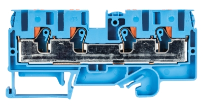 Клемма WTP 6/10 D2/2 BLAU - Проходная клемма, 4 точки подключения, тип фиксации провода: push in, номинальное сечение: 6/10 мм кв., 57A, 1000V, ширина: 8 мм, цвет: синий, тип монтажа: DIN 35