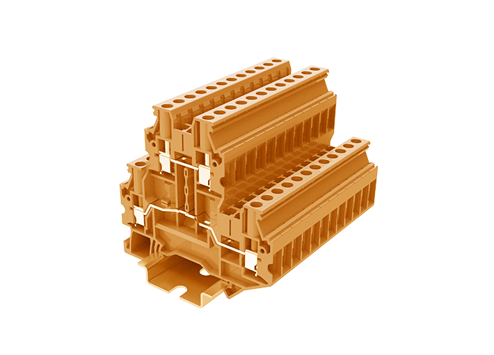Этажная клемма TUD4-2-OG - Этажная клемма, тип фиксации провода: винтовой, номинальное сечение: 4 мм кв., 32A, 800V, ширина: 6,2 мм, цвет: оранжевый, тип монтажа: DIN 35