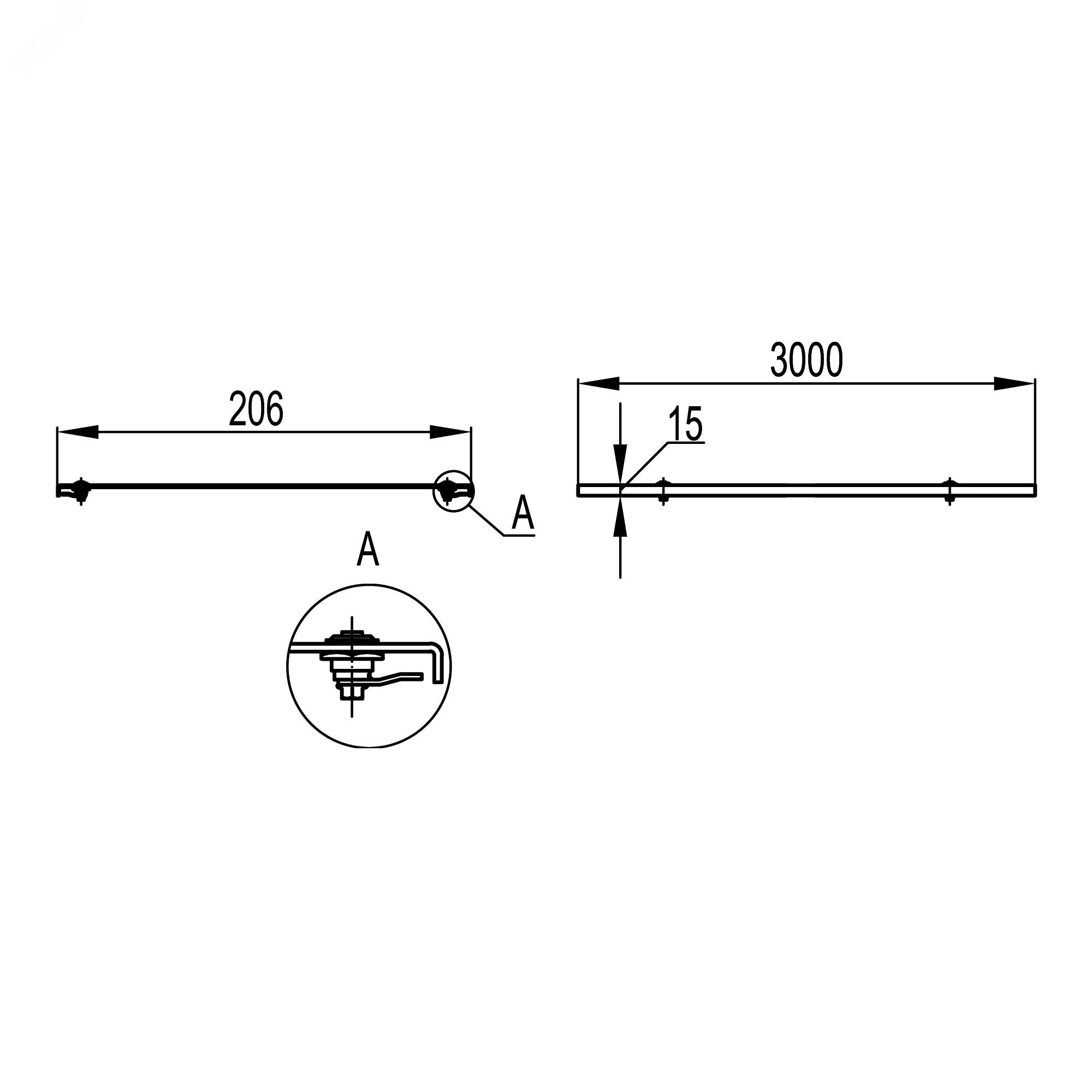 Крышка рифленая с фиксаторами 200 L=3000мм алюминий UKS312