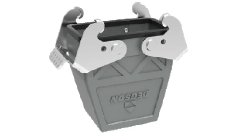 Крышка разъема D10B-CCTH-2L-PG21 - Крышка разъема на кабель, типоразмер 10B, высокое исполнение, с уплотнителем, 1 отверстие с резьбой для кабельных вводов PG21, с верхним расположением, с двумя защелками, материал корпуса: алюминиевый сплав