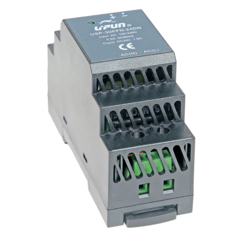 Источник питания USP-30PFN-24DN - Источник питания, однофазный, 24 V DC/3 A, 30W, диапазон входных напряжений: 85 - 264 V AC; габариты (мм): 93x35x58, пластиковый корпус, монтаж: на DIN рейку