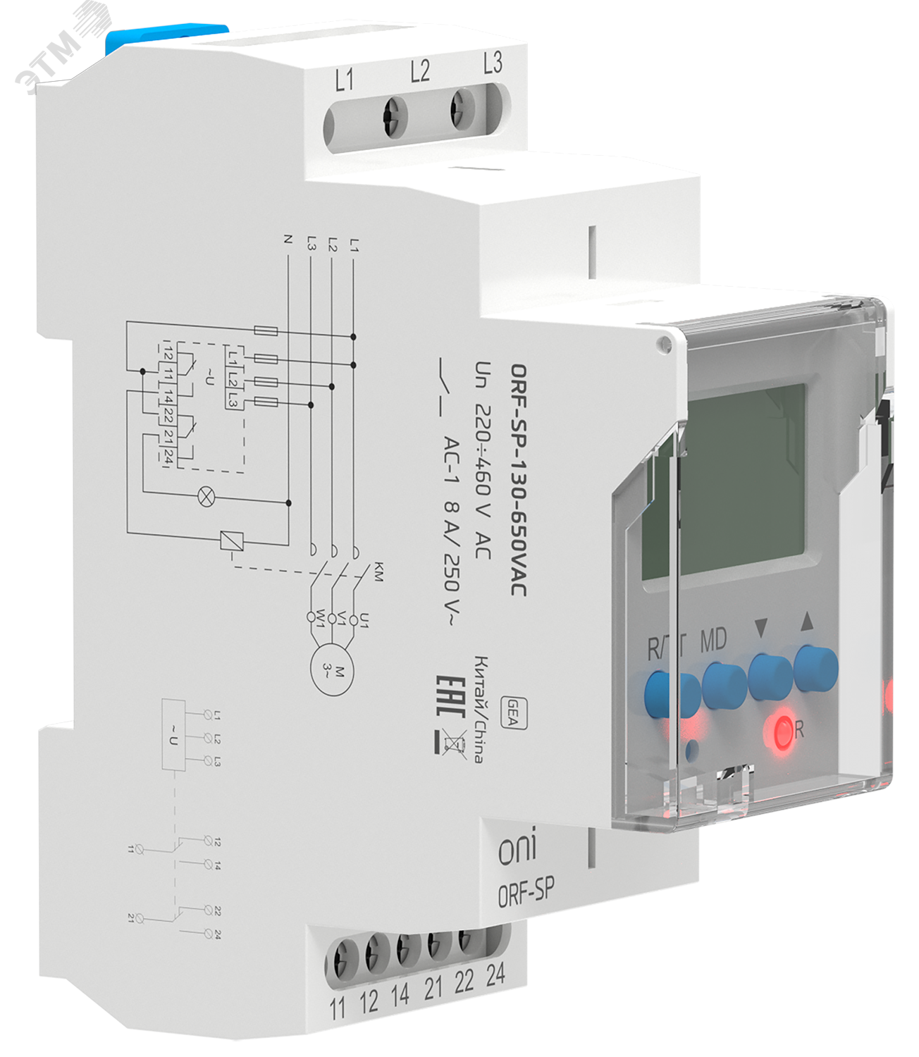 Реле фаз ORF-SP 3ф. 2 конт. 130-650В AC ONI ORF-SP-130-650VAC