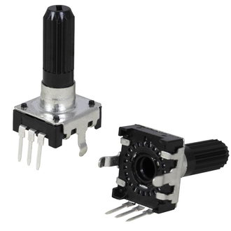 EC120 12/12 20MM - Энкодер EC12 12 щелчков, 12 импульсов, пластмассовый вал с насечкой 15мм, горизонтальные выводы