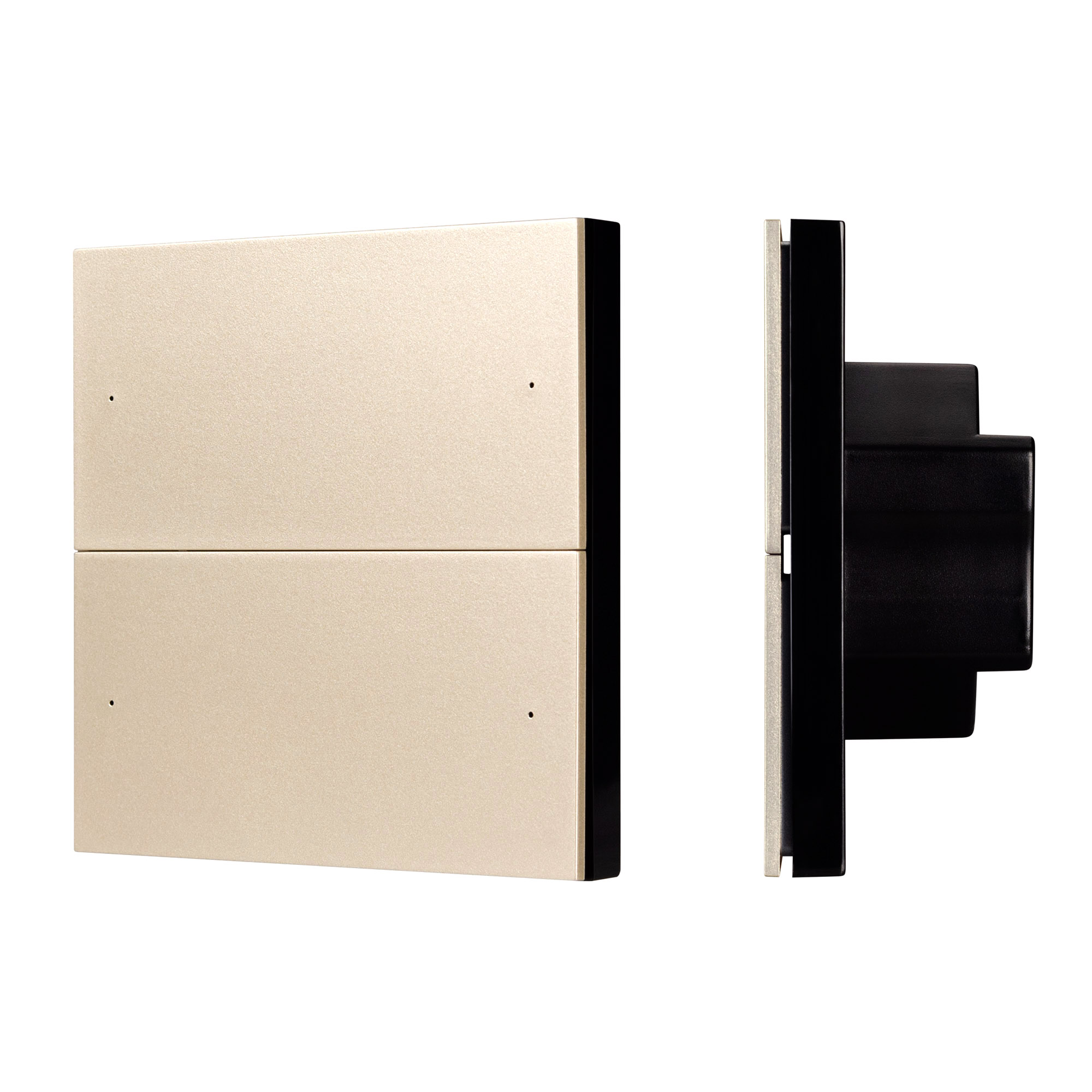 INTELLIGENT ARLIGHT Кнопочная панель SMART-DMX512-801-22-4G-4SC-DIM-IN Gold (230V, 2.4G) 039313 - Настенная встраиваемая кнопочная панель 2.4 ГГц, цвет золотой. Материал - пластик. Для управления одноцветными источниками света (ШИМ) с помощью кнопок, 4 зо