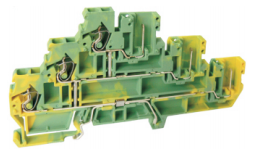 Заземляющая клемма UJ5-2.5WV/3X3JD - Заземляющая клемма, тип фиксации провода: пружинный, номинальное сечение: 2,5 мм кв., ширина: 5 мм, цвет: желто-зеленый, тип монтажа: DIN 35