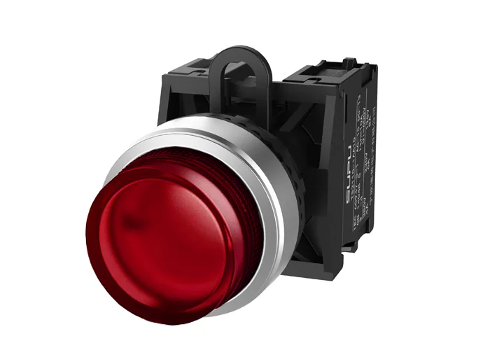 Кнопка выпуклая (красная) TS2523-0BM10-S10 - Кнопка круглая выпуклая, без блокировки, LED AC/DC 24V, алюминиевое переднее кольцо, с мгновенным нажатием, с контактной группой 1NO, диаметр головки кнопки 29,5 мм, диаметр посадочного отверстия: 22 мм, цвет: 