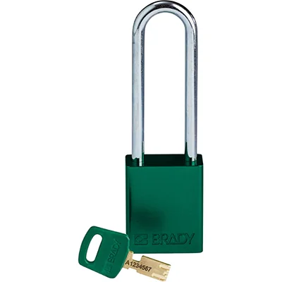 gws150360 - Замок SafeKey алюминиевый со стальной дужкой, высота дужки – 76 мм, диаметр дужки – 6.4 мм, алюминиевый корпус, размеры корпуса – 46х38х19 мм, цвет – зеленый, 1 шт/упак