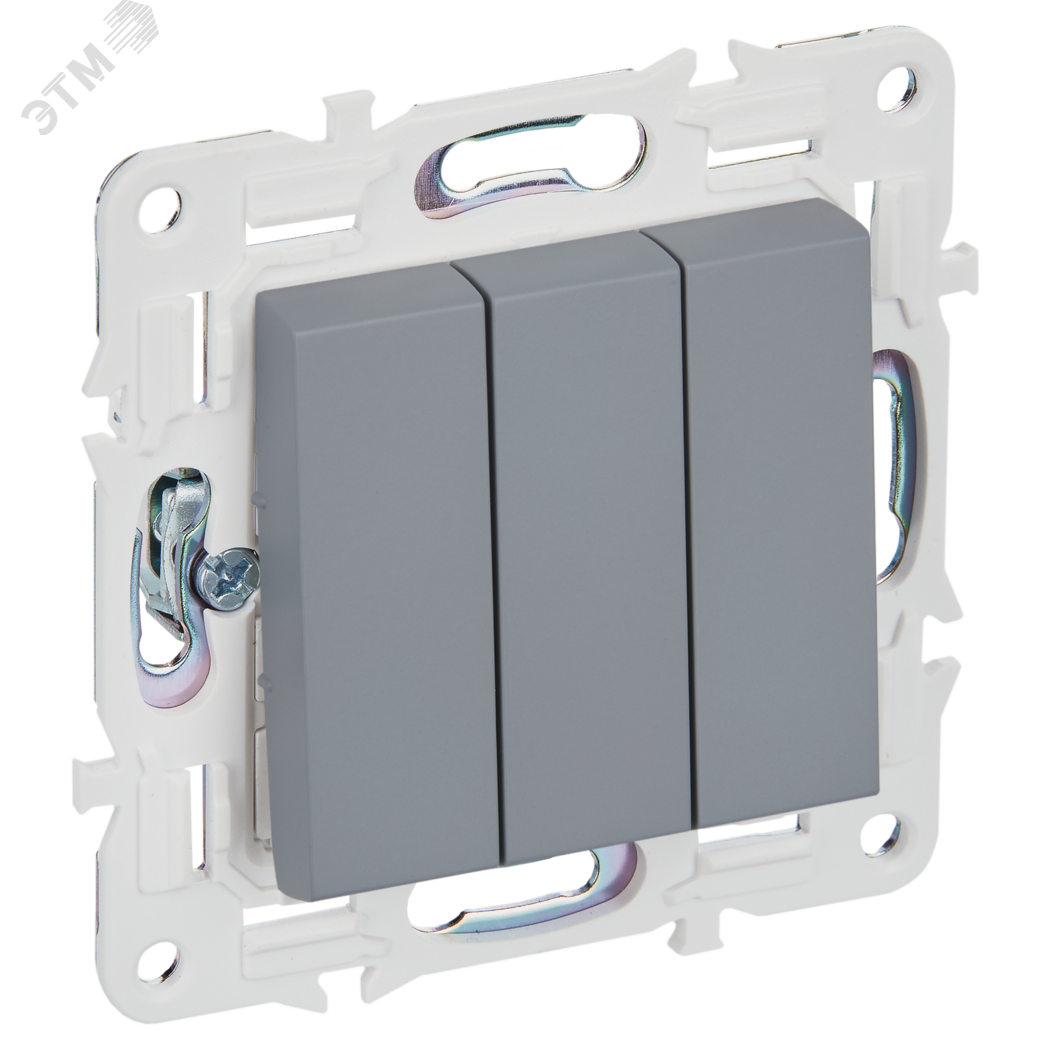 SKANDY Выключатель 3-клавишный 10А SK-V11Gr серый IEK SK-V30-0-10-K03