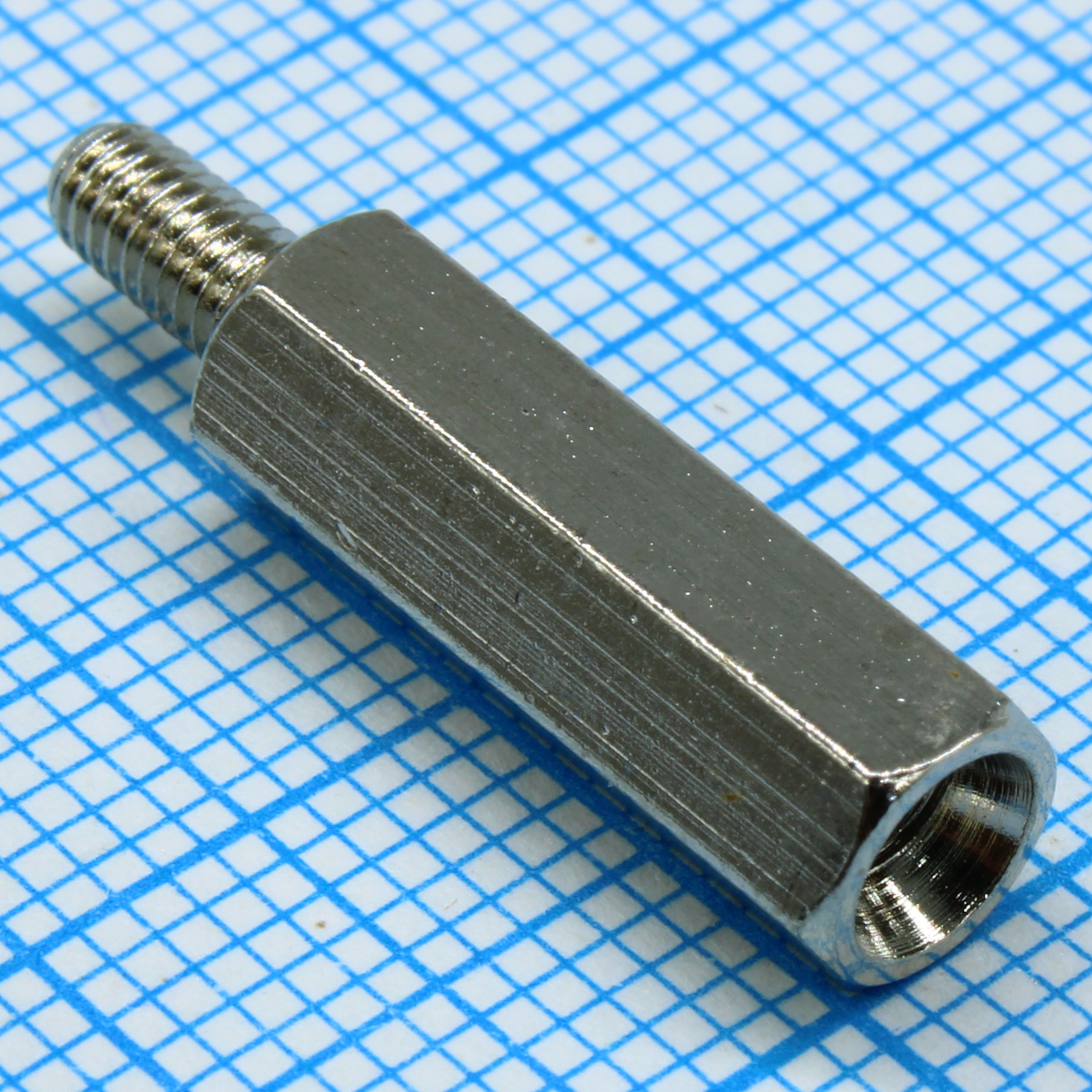 H-L1700-2300-5-03-1N1W - Стойка латунная никелированная для печатной платы, шестигранная, М3, 17мм, отверстие-винт