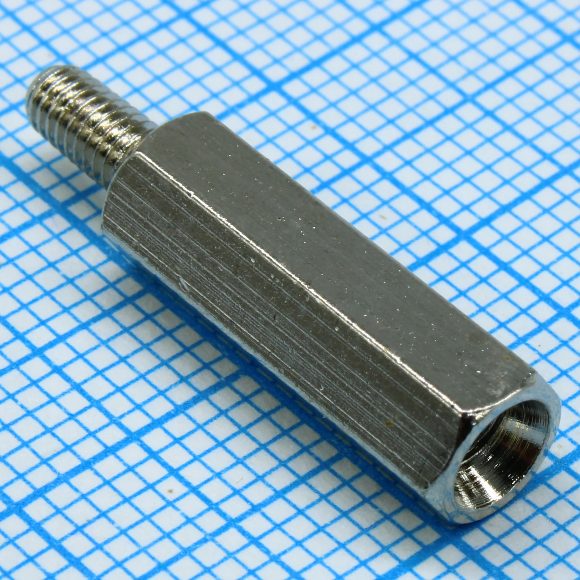 H-L1700-2300-5-03-1N1W - Стойка латунная никелированная для печатной платы, шестигранная, М3, 17мм, отверстие-винт