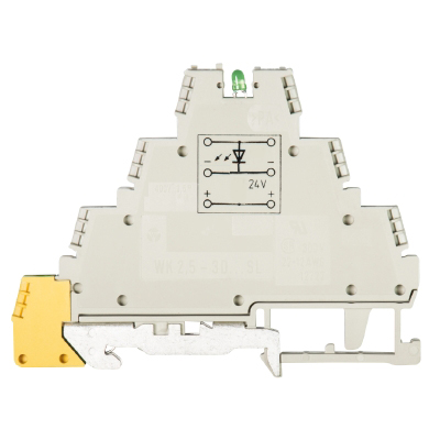 Клемма сенсорн. WK 2,5-3 D SL-PGN - Мультифунциональная клемма, тип фиксации провода: винтовой, номинальное сечение: 2,5 мм кв., 24A, 400V, ширина: 5 мм, цвет: серый, тип монтажа: DIN 35