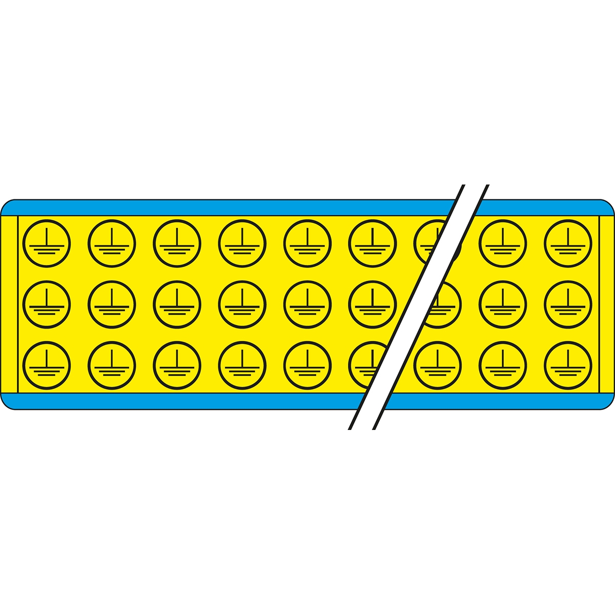 gws244824 - Обозначение фаз напряжения на картах, знак заземления, желтые, 13*13 мм,  54 наклейки на карте, 25 карт в упаковке, B-500 (виниловая ткань)