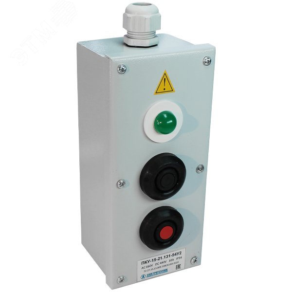 Пост кнопочный ПКУ-15-21.131-54У2 (1хСКЛ11 зел. 220В + 1хВК30-10-11110-54(1з+1р) черн. + 1хВК30-10-11110-54(1з+1р) красн. + PG-19) пост управления ET054782