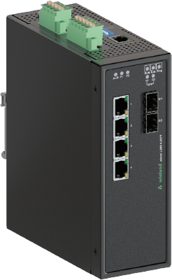 Коммутатор WIENET L2MS 6-2SFP - Коммутатор серии WieNet, управляемый, 4 порта RJ45 скорость передачи 10/100 MBit/s, 2 SFP порта 100BASE-FX / 1000BASE-X, номинальное напряжение: 18 - 30 VDC, монтаж: на DIN рейку, материал корпуса: алюминий