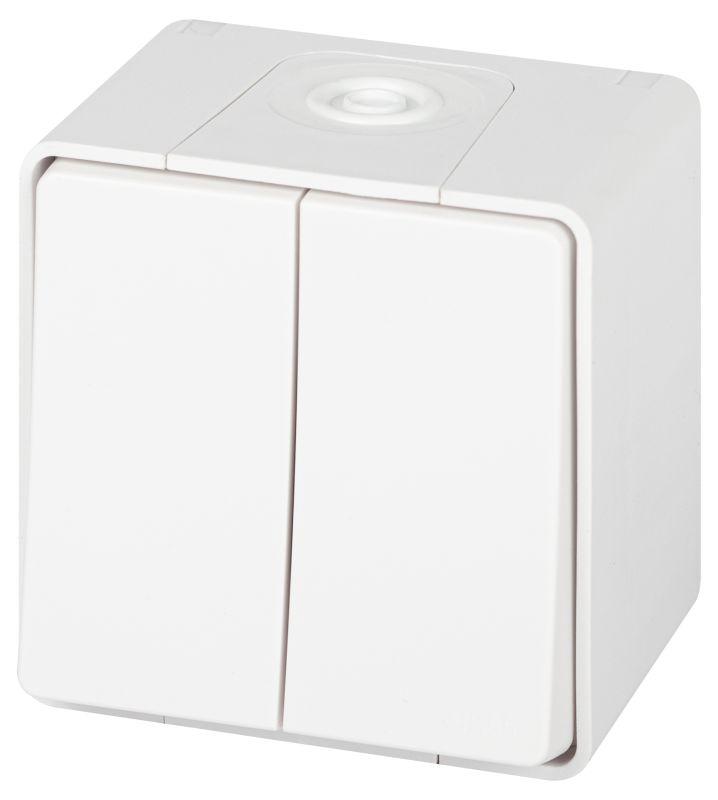 Выключатель Эксперт 11-1504-01 двойн. IP55 10АХ-250В ОУ бел. Эра Б0063257