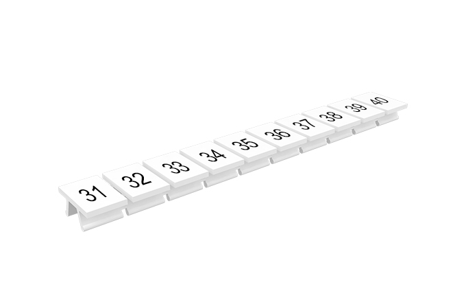 Маркировка  306801/31...40 - Маркировочные шильдики для клемм TU/TP/TC, сечением 4 мм кв., 10 шильдиков, нанесенные символы: 31…40, с горизонтальным, расположением, цвет белый