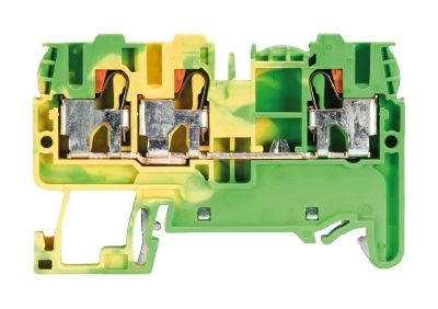 Клемма заземл. WTP 2,5/4 D1/2 PE - Заземляющая клемма, 3 точки подключения, тип фиксации провода: push in, номинальное сечение: 2,5/4 мм кв., 800V, ширина: 5 мм, цвет: желто-зеленый, тип монтажа: DIN 35