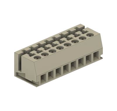 Клемма Wiecon LPST 1 / 8 OB - Клемма для торцевого подключения к печатной плате, подвод кабеля сбоку, 8 полюсов, шаг: 5 мм, винтовая фиксация провода, без маркировки, 250V, 5A, цвет: серый, серия LPST L