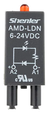 Модуль AMD-LDN 6-24V DC - Модуль для реле, 6 - 24VDC, красный светодиод, диод (-А1/+А2), цвет: черный, для колодок: SRU, SKF14, SKC, SKB, STB, SRC*-E, SRB, GZT, GZM, GZS, GZMB, ES32