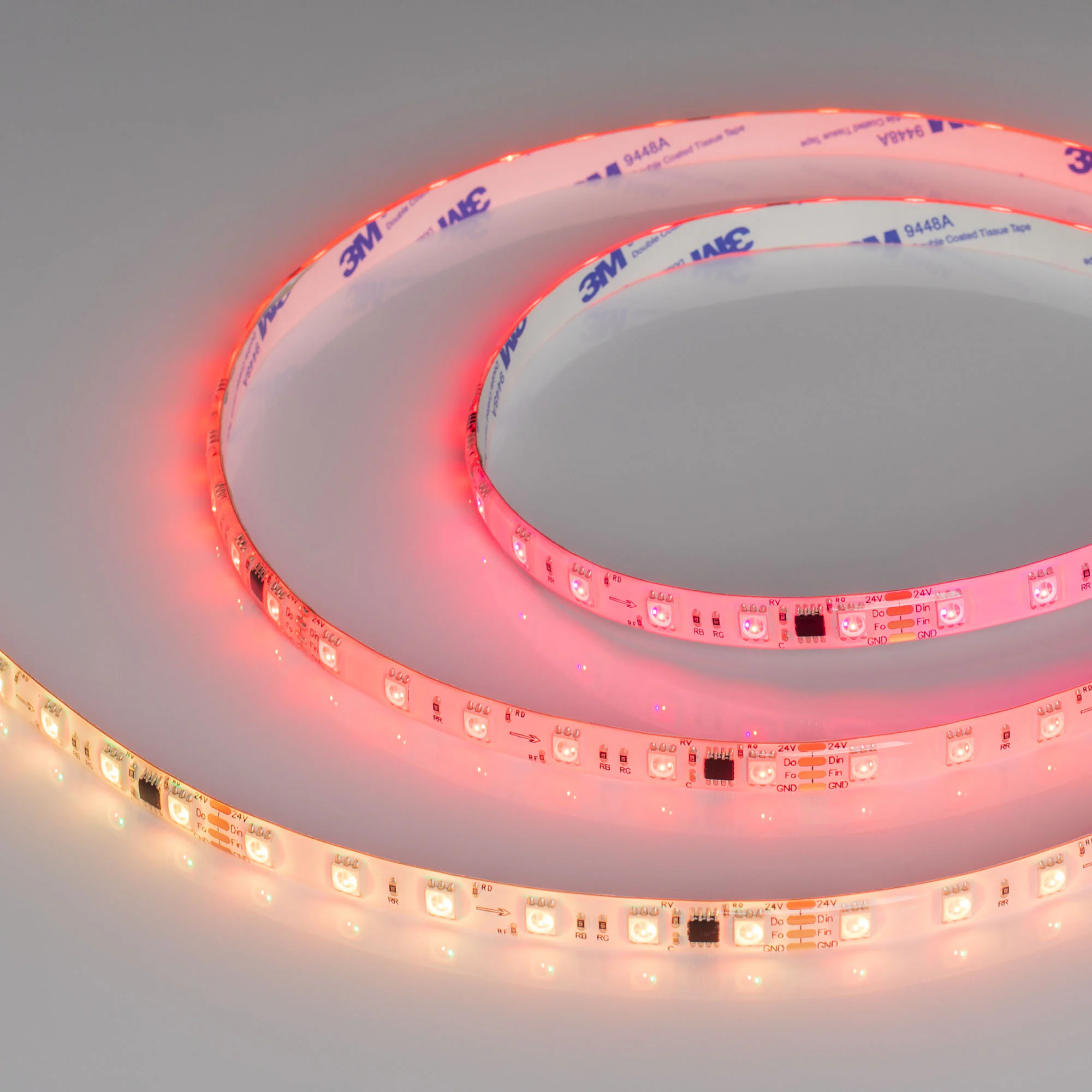 Лента герметичная SPI-SE-B60-10mm 24V RGB-PX6-BPT (12 W/m, IP65, 5060, 5m) 039601 - Светодиодная лента SPI-SE-B60, герметичная IP65 (SE- силиконовое покрытие), с микросхемой MT1808A. Светодиоды 5060, 60 шт/м (1 pixel = 6 LED), белая плата, обход битого пи
