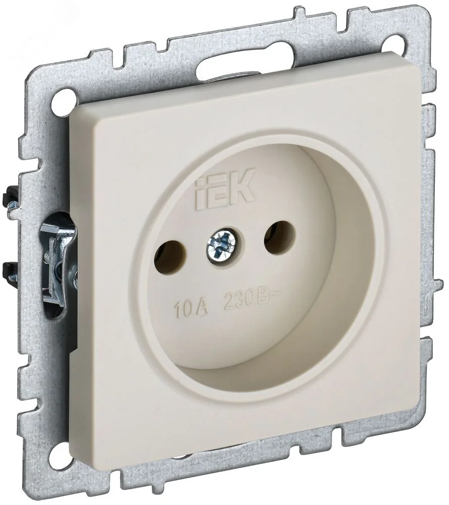 Розетка BRITE РС10-1-0-БрКр 10А без заземл. без защ. шторок беж. BR-R10-10-K10