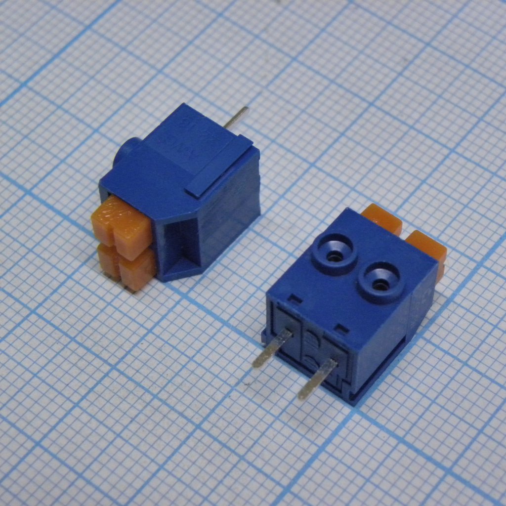 DG390-5.0-02P-12-00A(H) - Нажимной безвинтовой клеммный блок 2 контакта. Зажим типа торцевой контакт Серия DG390-5.0