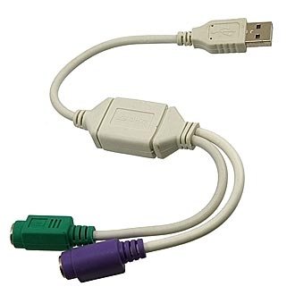 ML-A-040 (USB TO PS/2) - Интерфейсный переходник USB-AM - 2 x PS/2 MINI Din 6 pin, подключение PS/2 мыши и клавиатуры к порту USB