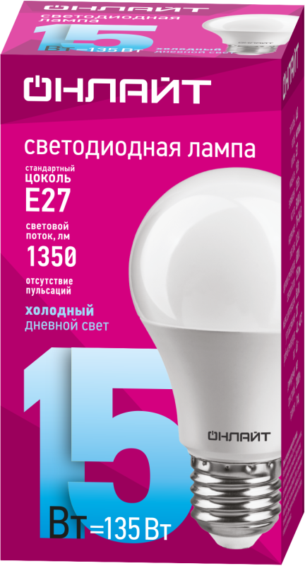 Лампа светодиодная 61 151 OLL-A60-15-230-6.5K-E27 15Вт грушевидная 61151