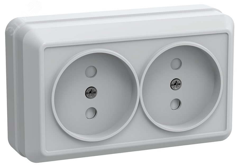 Розетка 2-м ОП Октава РСш22-2-ОБ 10А IP20 без заземл. защ. шторки бел. ERO23-K01-10-DC
