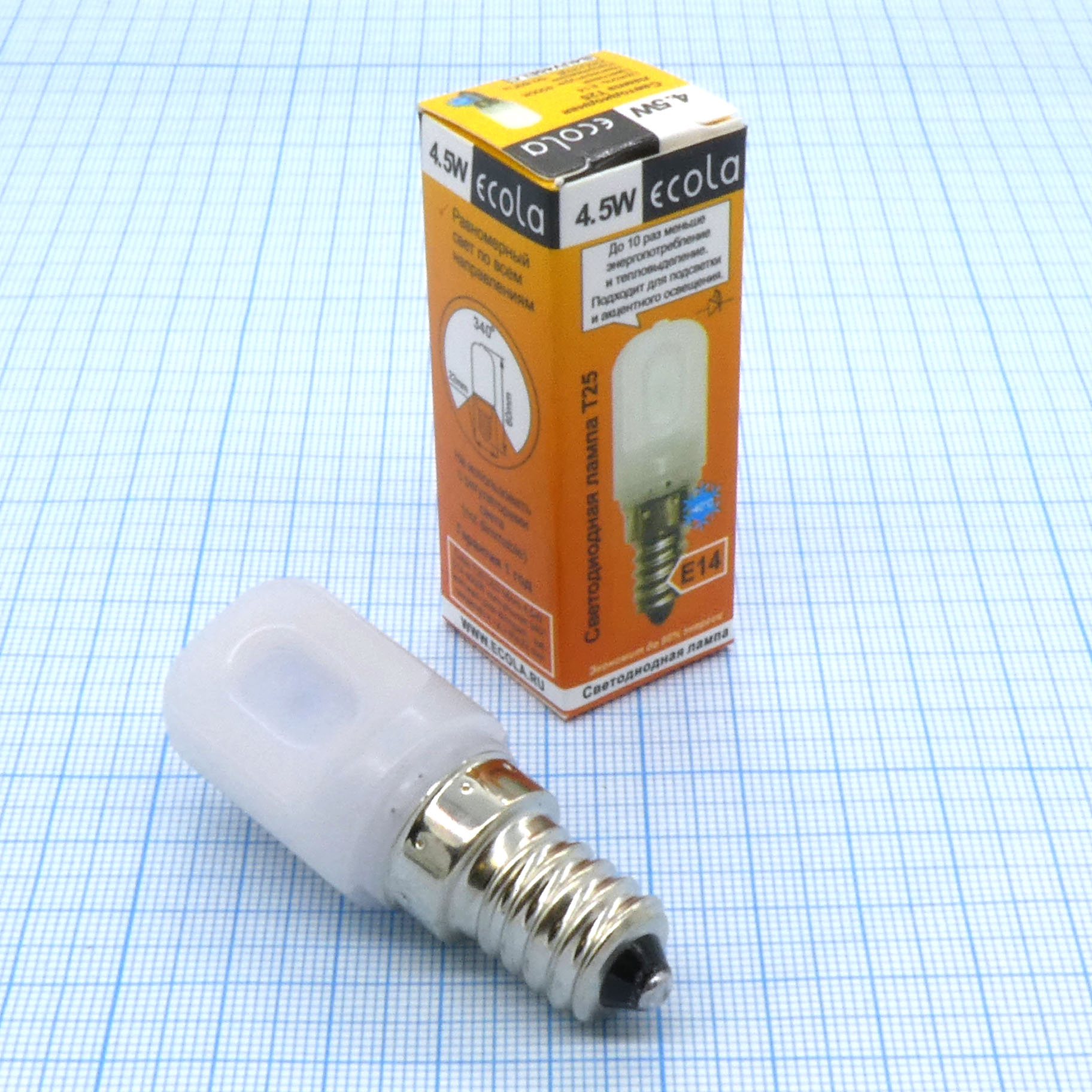 Лампа LED Ecola  4.5W хол (260) д/холод. - E14,4000K,60*22,T25,340°,капсульная,для холодильников, шв.машин