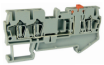 Клемма с ножевым размыкателем UJ5-2.5/1X2SKE - Клемма с ножевым размыкателем, 3 точки подключения в клемме, серия E, тип фиксации провода: пружинный, номинальное сечение: 2,5 мм кв., 16A, 400V, ширина: 5,2 мм, цвет: серый, стандарт GB/T14048.1, тип монтаж