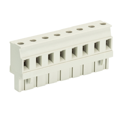 Розетка Wiecon 8413 B / 8 VR - Розеточный разъем, прямой, на кабель, шаг 7,62 мм, 8 полюсов, номинальное сечение: 2,5 мм кв., винтовая фиксация провода, 690V, 12А, с маркировкой, цвет: серый, серия 8413 B VR