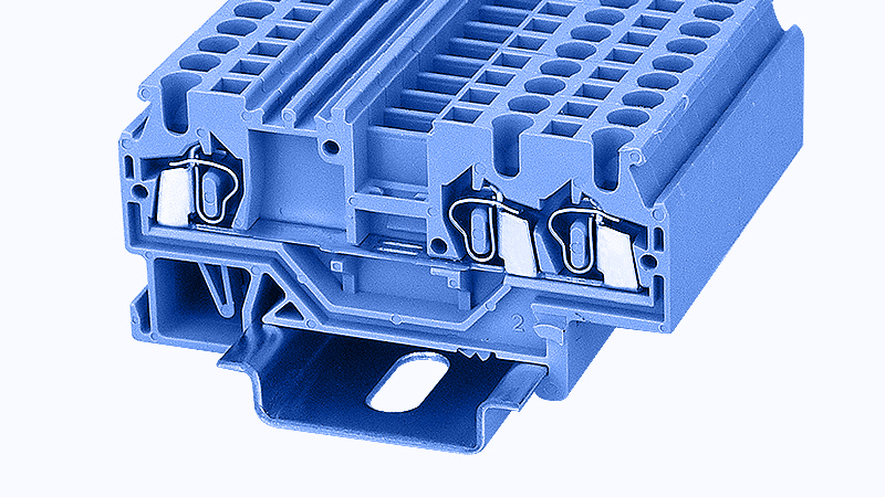 Проходная клемма WS2.5-TW-01P-12 - Проходная клемма, 3 точки подключения, тип фиксации провода: тип фиксации провода: пружинный, номинальное сечение: 2,5 мм кв., 24А, 800V, ширина: 5 мм, цвет: синий, тип монтажа: DIN35