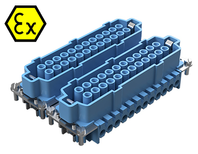 Контактная вставка 72.300.4853.9 - Розеточная контактная вставка взрывозащищенного разъема REVOS Ex, Size 48, винтовая фиксация, с защитой провода, 48 полюсов + РЕ, 90 V, до 16 A, материал контактов: медный сплав, тип покрытия контактов: олово