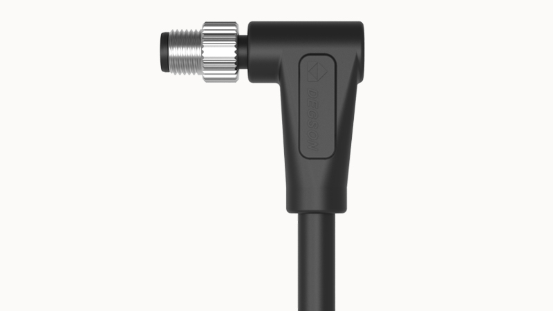 Кабельная сборка PM-M5A-04P-MM-SR7A01 - Кабельная сборка, оконеченная вилочным угловым разъемом, M5 и свободным концом, 4 полюса, A-Code, длина кабеля: 1 метр, сечение жил кабеля: 3х0,14 мм.кв., (цвет проводовников: коричневый, белый, синий, черный), 1А, 